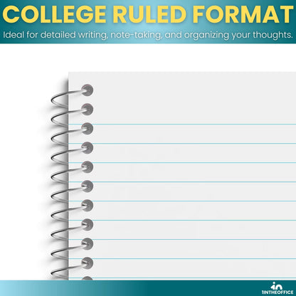 1InTheOffice Notepads 4x6 College Ruled, Assorted colors, 50 sheets/pad, 5 pack