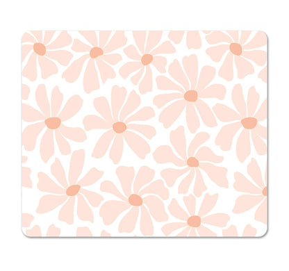 Square Cute Mouse Pad Daisy, Boho Floral Flower Mouse Pads for Desk, Non-Slip Rubber Beige Mousepad Washable Cloth, Minimal Computer Pad Decor Gifts, Coworker Gift for Girls Kids Women, 9.5x7.9 inch