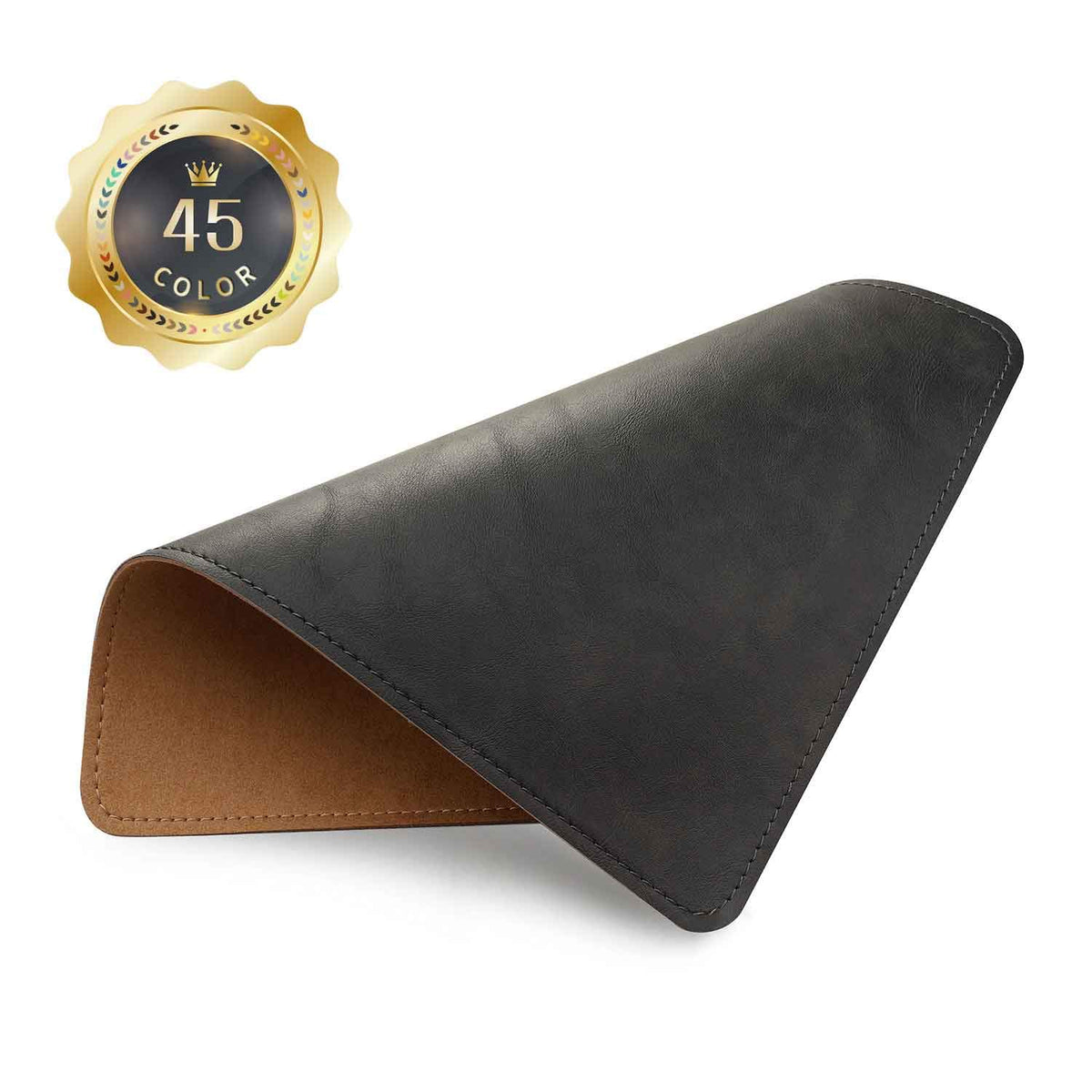 Mouse Pad，Round Mouse Pad，PU Mouse Pad，Leather Mouse Pad with Stitched Edge Micro-Fiber Base with Non-Slip Waterproof，Mouse Pad for Computers，Laptop，9 x 9 Inch (Caramel Brown)