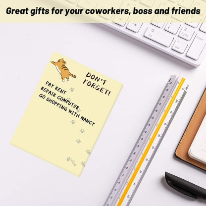 Fancy Land Cats Memo Pads 4 Pack Cute Animal Notepads for Office Home Teacher Appreciation Gift School Supply to Do List