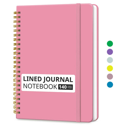 Taja Lined Spiral Notebook for Work, 5.7"x7.9" Spiral Journal College Ruled