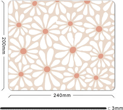 Square Cute Mouse Pad Daisy, Boho Floral Flower Mouse Pads for Desk, Non-Slip Rubber Beige Mousepad Washable Cloth, Minimal Computer Pad Decor Gifts, Coworker Gift for Girls Kids Women, 9.5x7.9 inch