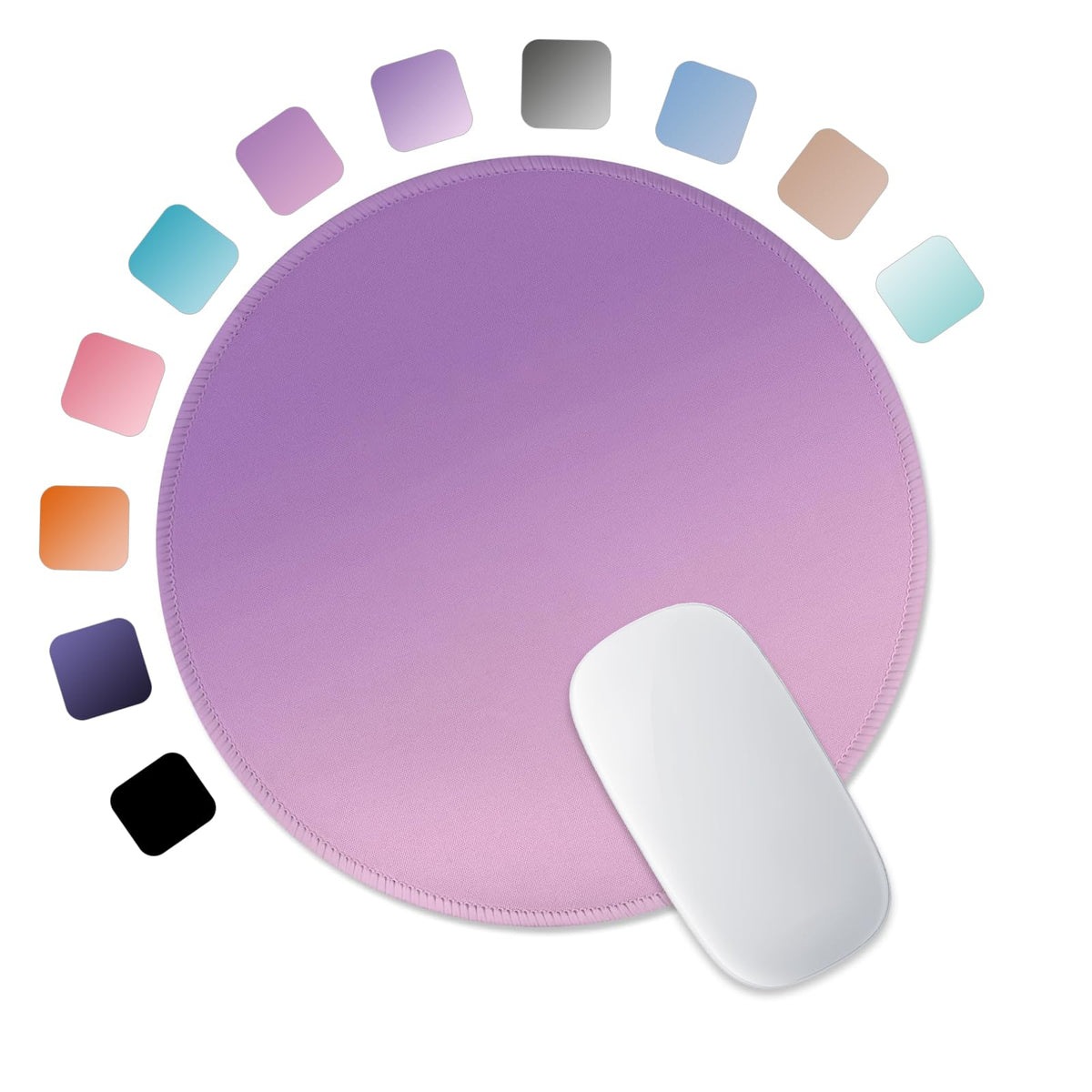 ITNRSIIET Mouse Pad Non-Slip Rubber Base Smooth Surface Stitched Edges Waterproof Durable Compatible with All Mice for Office & Gaming, Desk Accessory, Diameter 8.7 inch, Lavender