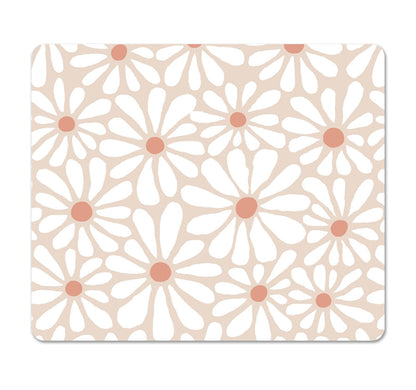 Square Cute Mouse Pad Daisy, Boho Floral Flower Mouse Pads for Desk, Non-Slip Rubber Beige Mousepad Washable Cloth, Minimal Computer Pad Decor Gifts, Coworker Gift for Girls Kids Women, 9.5x7.9 inch