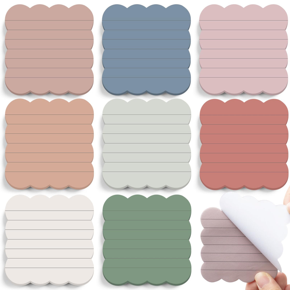 Eaasty 8 Pack Scalloped Sticky Notes Lined 4" X 6" Vintage Memo Pads