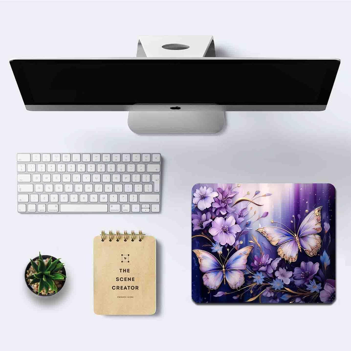 IMAYONDIA Small Mouse Pad Cute, Purple Gold Butterfly Mouse Pads, Modern Flowers Mousepad for Women Girls, Beutiful Mouse Mat Computer Laptop Office, 9.5 X 7.9 Inch