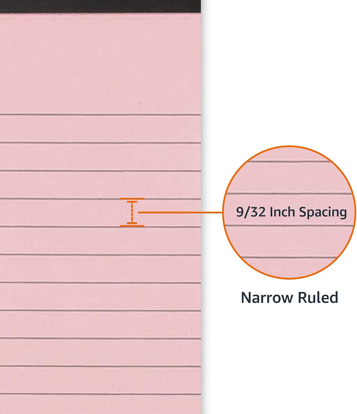 Amazon Basics Narrow Ruled Writing Pads, Perforated, 5" x 8", Multicolor, 6-Pack of 50 Sheets