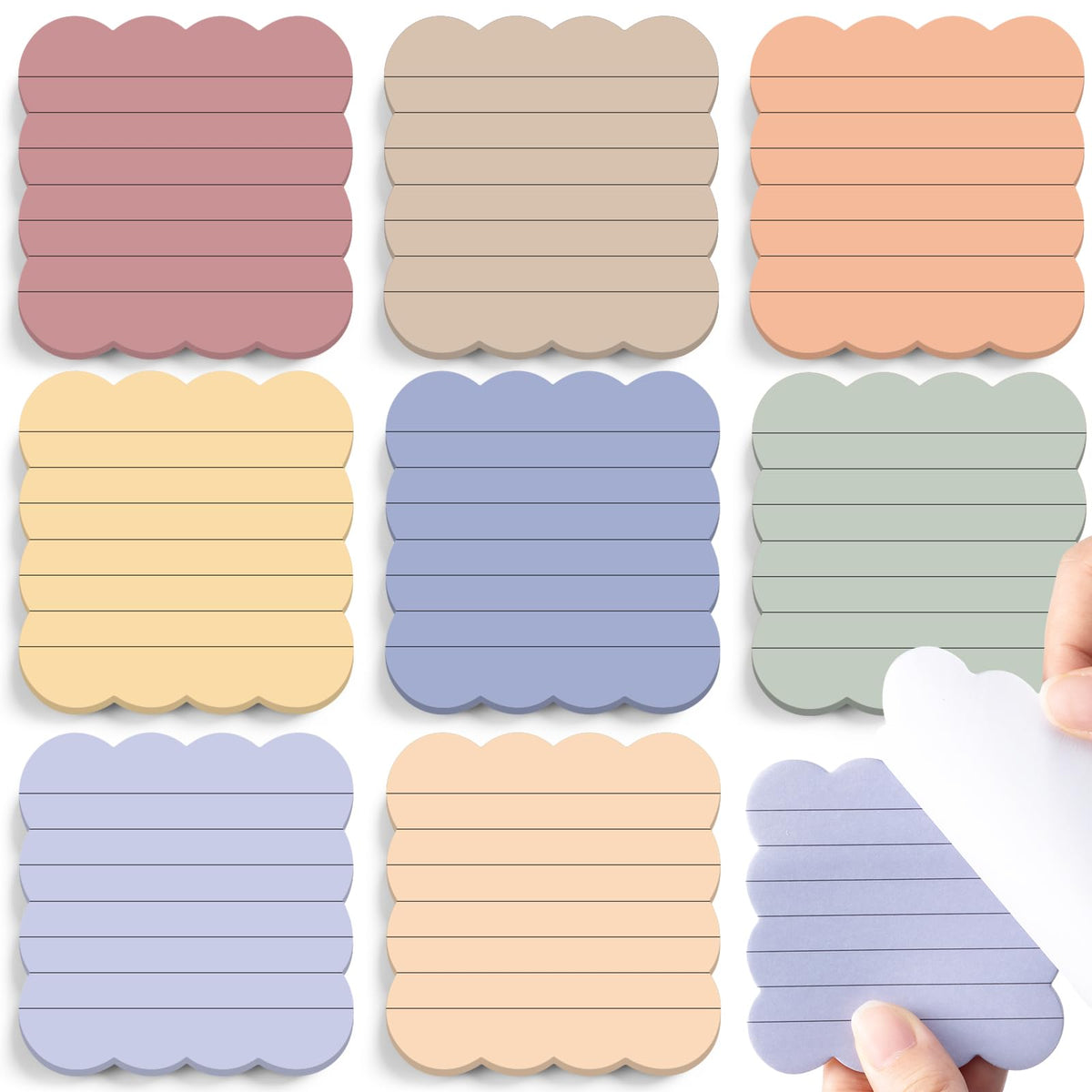 Eaasty 8 Pack Scalloped Sticky Notes Lined 4" X 6" Vintage Memo Pads