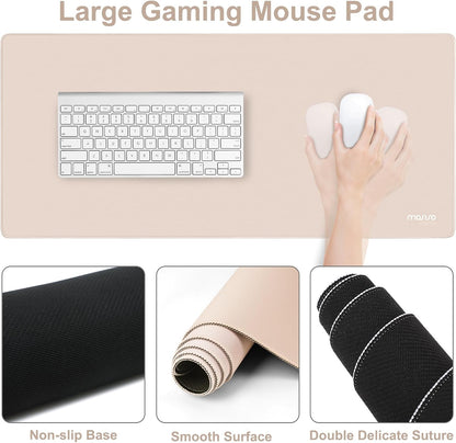 MOSISO Wrist Rest for Mouse Pad Set, Large Gaming Deskpad, Apricot