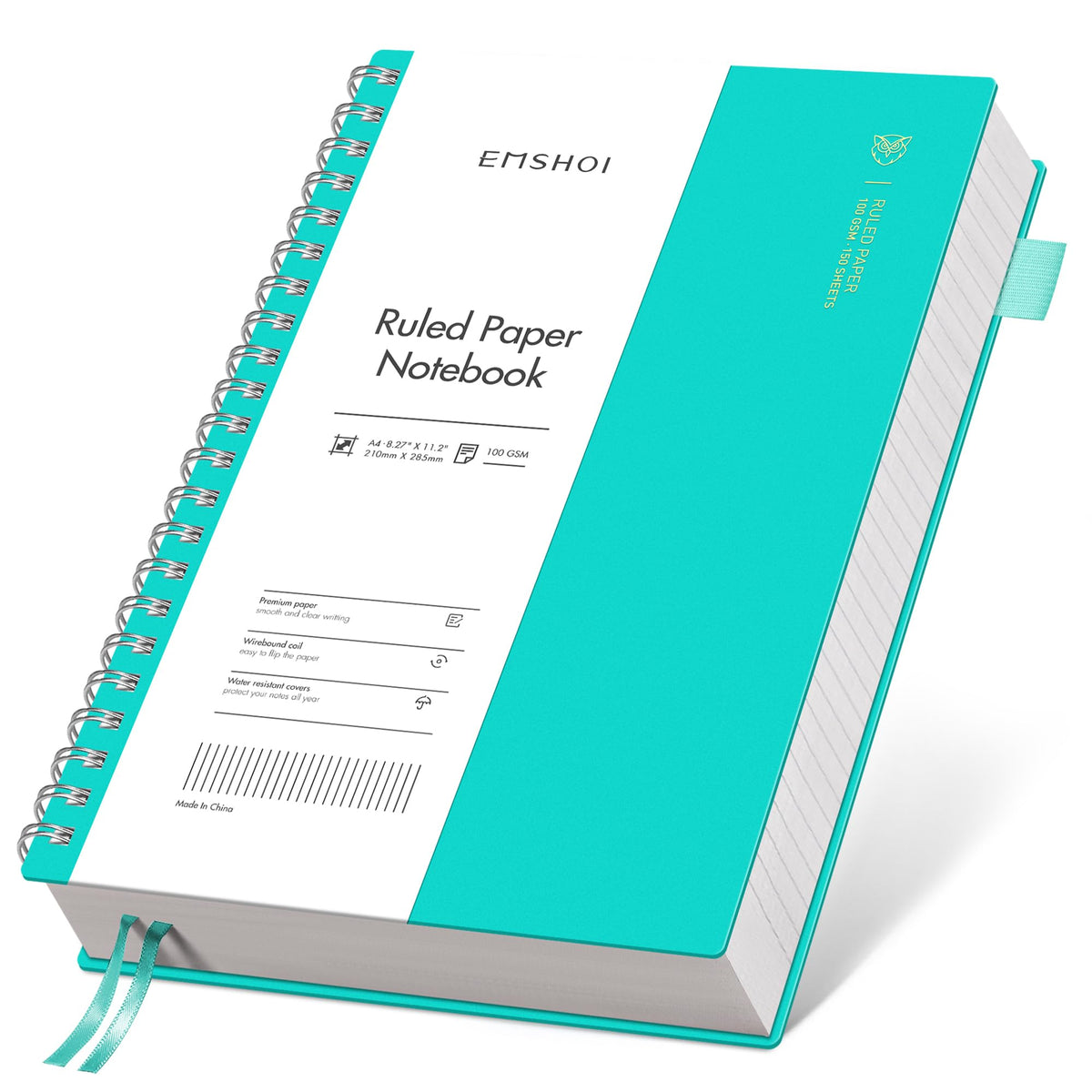 EMSHOI Lined Spiral Journal Notebook, 300 Pages, B5 Size (7.4'' x 10.1'')