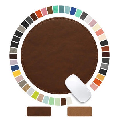 Mouse Pad，Round Mouse Pad，PU Mouse Pad，Leather Mouse Pad with Stitched Edge Micro-Fiber Base with Non-Slip Waterproof，Mouse Pad for Computers，Laptop，9 x 9 Inch (Caramel Brown)