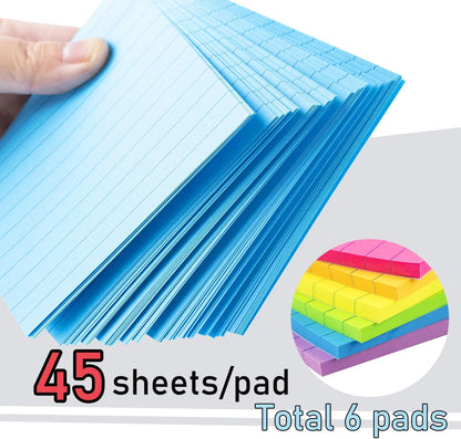 Lined Sticky Notes 4X6 in Bright Ruled Stickies Colorful Memo Pads
