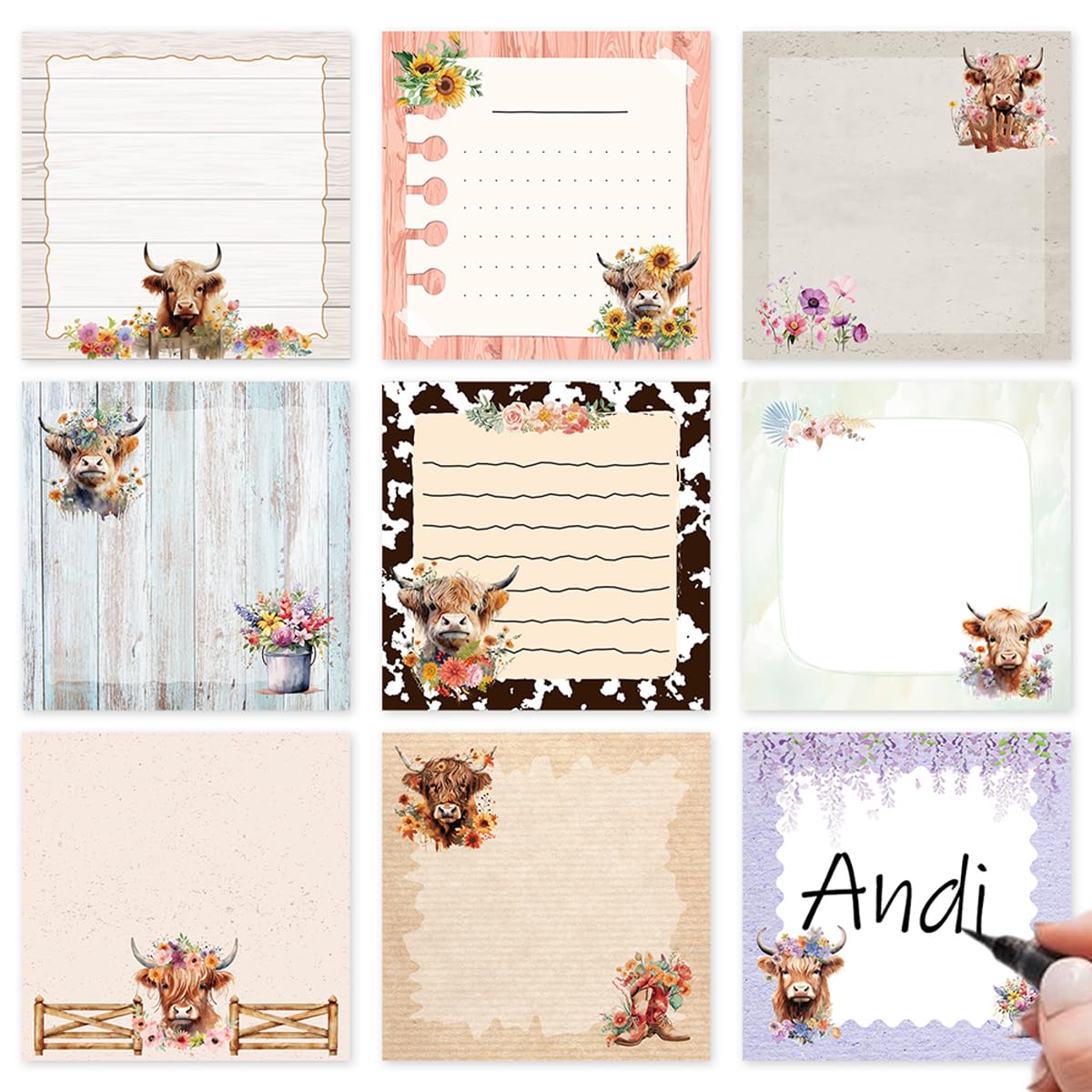 Gothic Sticky Notes 3x3 Dark Style Stationery 9-Pack