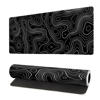 Topographic Contour Extended Big Mouse Pad Large,Gaming Mouse Pad Desk Pad,27.6x11.8 Inch Long Computer Keyboard Mouse Mat Mousepad with 3mm Non-Slip Base and Stitched Edge for Gaming and Office