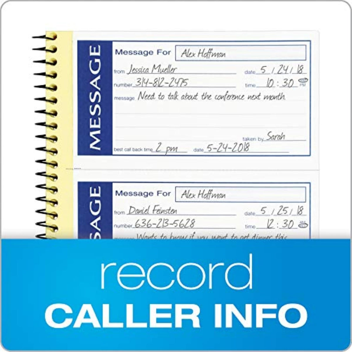 Adams Write 'N Stick Message Pad, 2-Part, Carbonless, Blue, 5-1/4" x 11", 200 Sets per Book (SC1153WS)