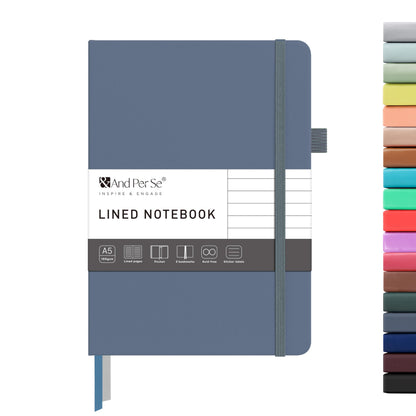 &And Per Se Lined Journal Notebook – A5 Hardcover, 160 Pages 100gsm Thick Paper, College Ruled for Writing - 5.7”x8” (Dark Green)
