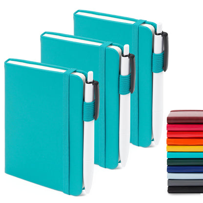 feela 3 Pack Pocket Small Notebook Journals, Mini Cute Hardcover College Ruled Notepad Women Office Supplies, with 3 Black Pens, 3.5”x 5.5”, A6, Pastel Colors, Light Blue, Light Purple, Light Green