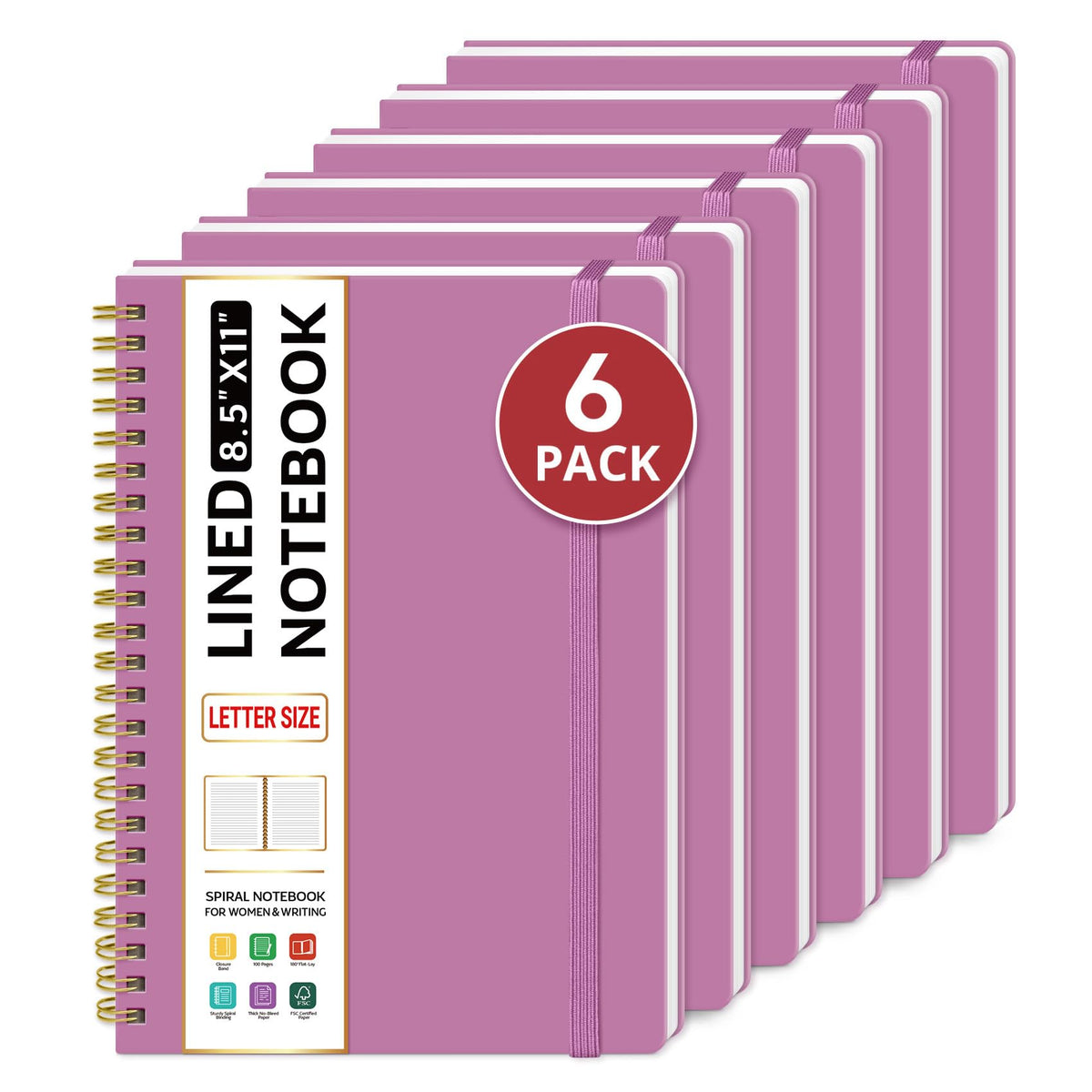 Taja Large Spiral Lined Notebook for Work, Journal for Women & Men