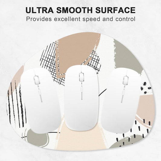 Mouse Pad, Premium-Textured Oval Computer Pad, 8.7" x 7.1" Thick 3 mm Anti-Slip Waterproof Rubber Cute Mouse Mat for Office, Home, Gaming, Laptop, PC, Artistic Dots
