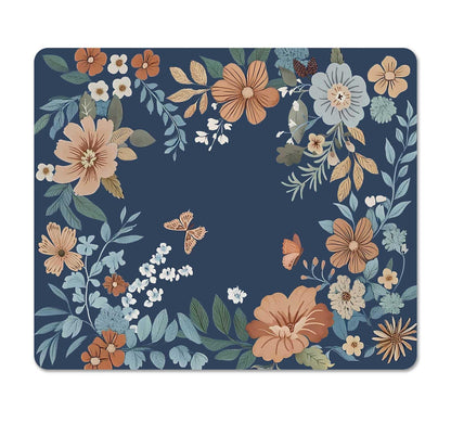 Square Cute Mouse Pad Daisy, Boho Floral Flower Mouse Pads for Desk, Non-Slip Rubber Beige Mousepad Washable Cloth, Minimal Computer Pad Decor Gifts, Coworker Gift for Girls Kids Women, 9.5x7.9 inch