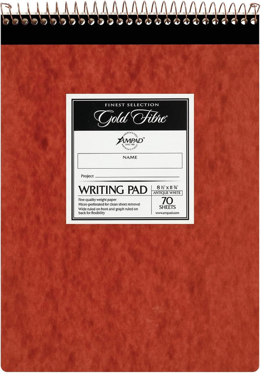 Ampad Gold Fibre Retro Pad, Wide Rule, 8-1/2 x 11-3/4, White, 70-Sheets/Pad (20-008R)