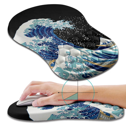 Hokafenle Ergonomic Mouse Pad Wrist Support, Wrist Rest Mousepad for Carpal Tunnel Pain Relief with Integrated Memory Foam Slope Massage Bulge (11.8x7.9 inch,Forest