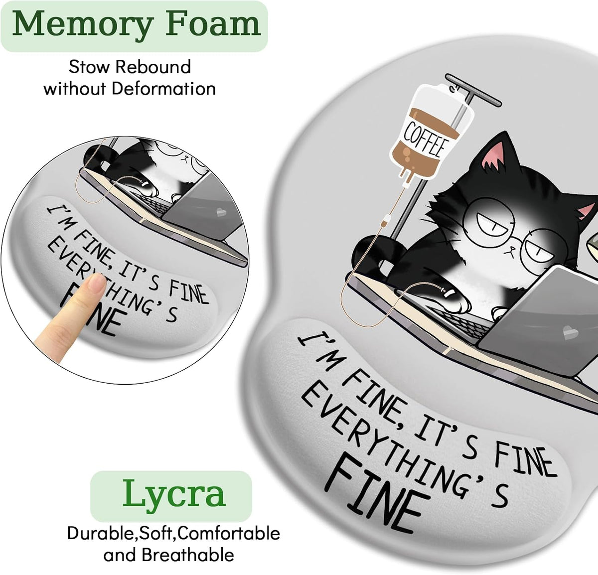 LIMKRIAN Funny Ergonomic Mouse Pad with Wrist Rest, Cat Desk Decor Gifts