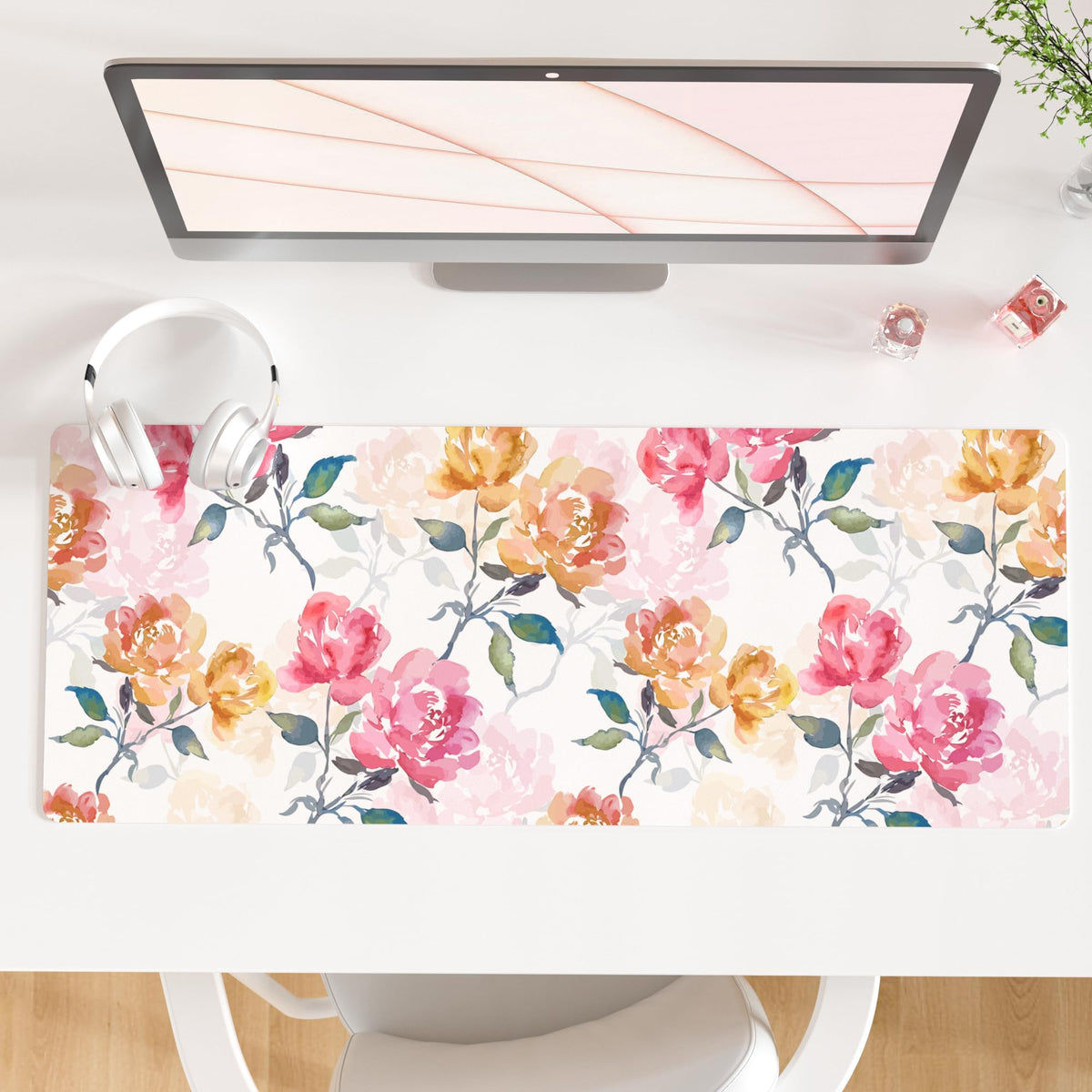 QiyI PU Leather Large Mouse Pad, Office Decor, 31.5" x 15.7", Rose Gold