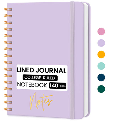 Lined Spiral Journal Notebook, A5 College Ruled Notebook for Note-Taking