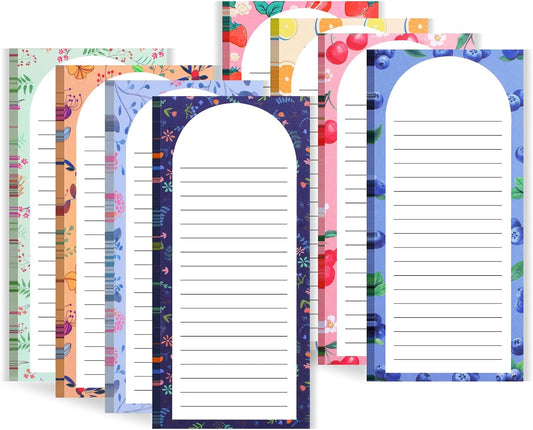 AZUREAL 8 Pack Magnetic Notepads for Refrigerator, Magnetic Notepads for Refrigerator, Flower and Fruit Design Grocery List Pad for Fridge, Full Magnet Back Shopping Lists, 30 Sheets Per Note Pads