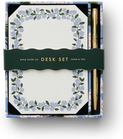 RIFLE PAPER CO. Hydrangea Note Writing Set, Pretty Desktop Stationery Box