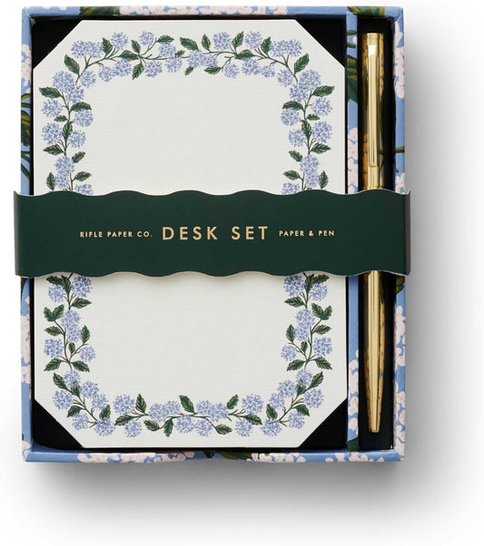 RIFLE PAPER CO. Hydrangea Note Writing Set, Pretty Desktop Stationery Box