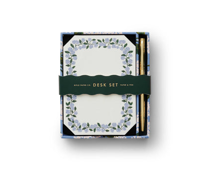 RIFLE PAPER CO. Hydrangea Note Writing Set, Pretty Desktop Stationery Box