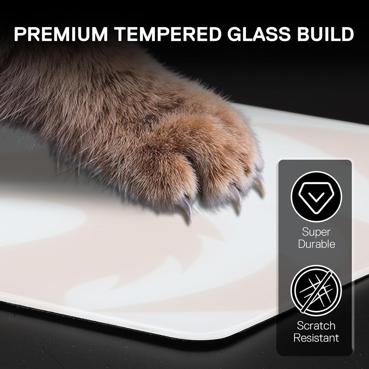 Redragon PG1M Glass Mouse Pad - Ultra-Smooth Precision Surface with Non-Slip Base, Easy to Clean, Hard Mousepad for Gaming - 11.8 x 11.8 x 0.15 inches, White