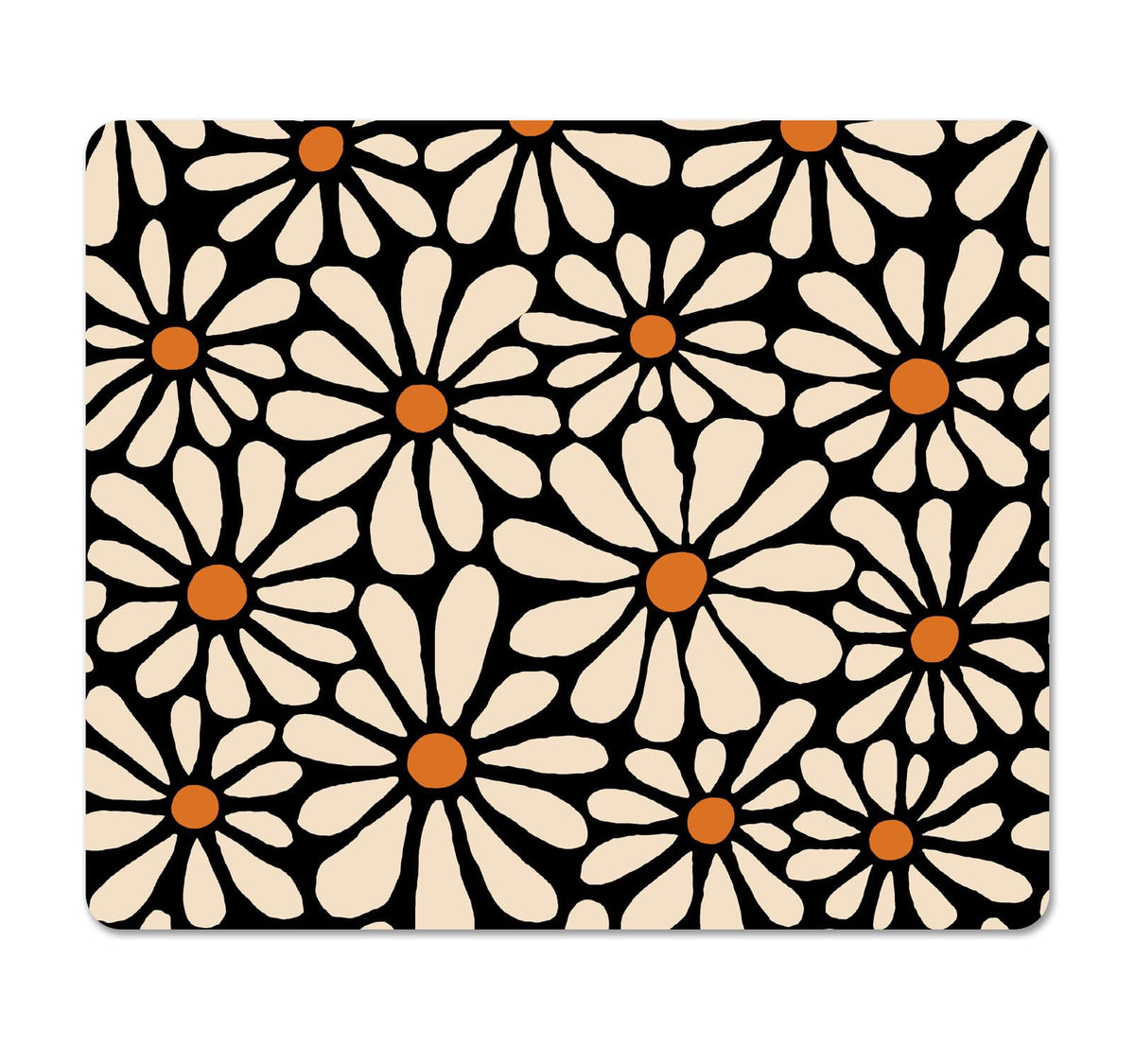 Square Cute Mouse Pad Daisy, Boho Floral Flower Mouse Pads for Desk, Non-Slip Rubber Beige Mousepad Washable Cloth, Minimal Computer Pad Decor Gifts, Coworker Gift for Girls Kids Women, 9.5x7.9 inch