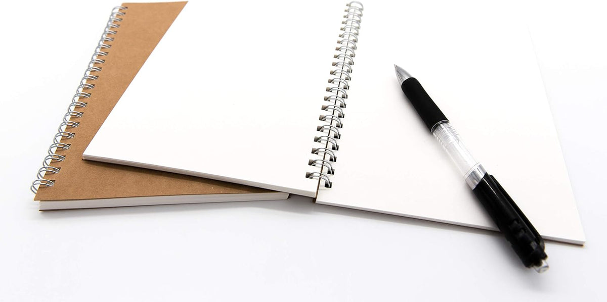 Soft Cover Spiral Notebook Journal 2-Pack, Blank Sketch Book Pad, Wirebound Memo Notepads Diary Notebook Planner with Unlined Paper, 100 Pages/ 50 Sheets, 7.5 inch x 5.1 inch (Brown)