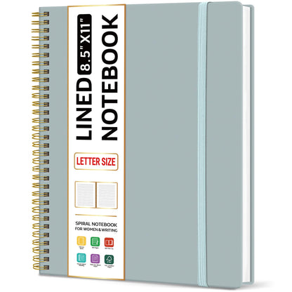 Taja Large Spiral Lined Notebook for Work, Journal for Women & Men