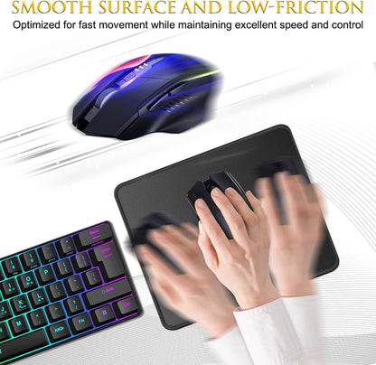 JIKIOU 3 Pack Mouse Pad with Stitched Edge, Perfect Size 10.2x8.3in Black