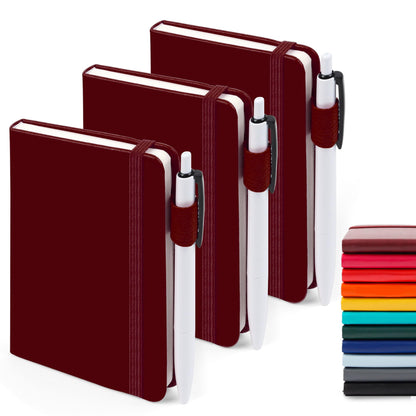 feela 3 Pack Pocket Small Notebook Journals, Mini Cute Hardcover College Ruled Notepad Women Office Supplies, with 3 Black Pens, 3.5”x 5.5”, A6, Pastel Colors, Light Blue, Light Purple, Light Green