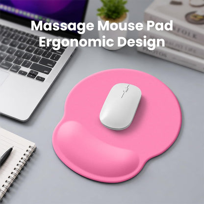 Pink Mouse pad with Wrist Rest,Relieving Pain Memory Foam Computer pad, Ergonomic Desktop Mouse, Silicone Material Mouse pad, with Non-Slip PU Base (Pink)