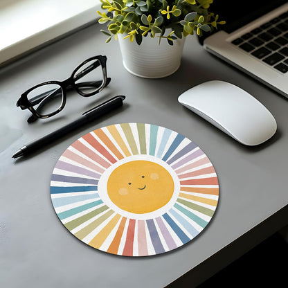 Boho Colorful Sunshine Rainbow Mouse Pad, Cute Sunshine Mouse Pads Mousepad for Desk Home Office Dorm Computers Laptop, Boho Office Supplies Desk Accessories, 7.9x7.9 Inch