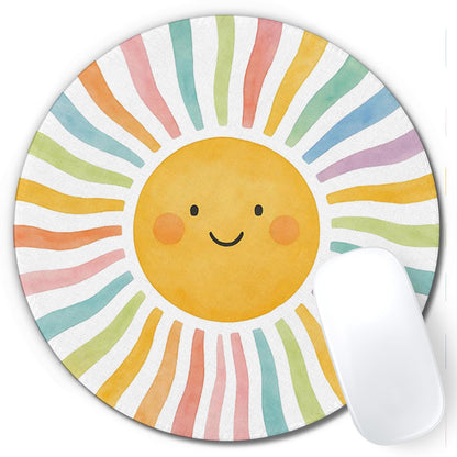 Boho Colorful Sunshine Rainbow Mouse Pad, Cute Sunshine Mouse Pads Mousepad for Desk Home Office Dorm Computers Laptop, Boho Office Supplies Desk Accessories, 7.9x7.9 Inch