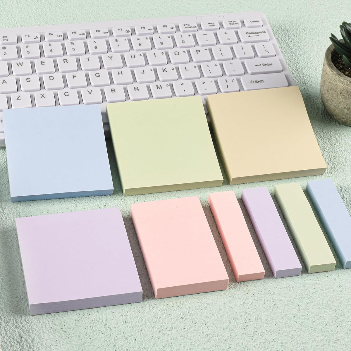 BAYTORY 6 Pads Soft Pastel Sticky Notes, Memo Sticky Note, Colorful Self-Stick Note Easy to Post for Office School Home Study (3x3 & 3x2 & 3x0.7 Inch)