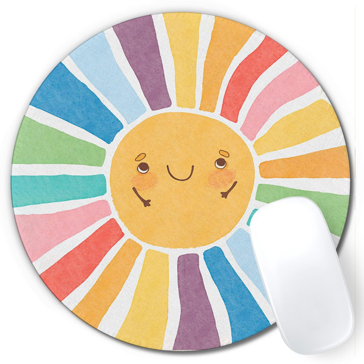 Boho Colorful Sunshine Rainbow Mouse Pad, Cute Sunshine Mouse Pads Mousepad for Desk Home Office Dorm Computers Laptop, Boho Office Supplies Desk Accessories, 7.9x7.9 Inch