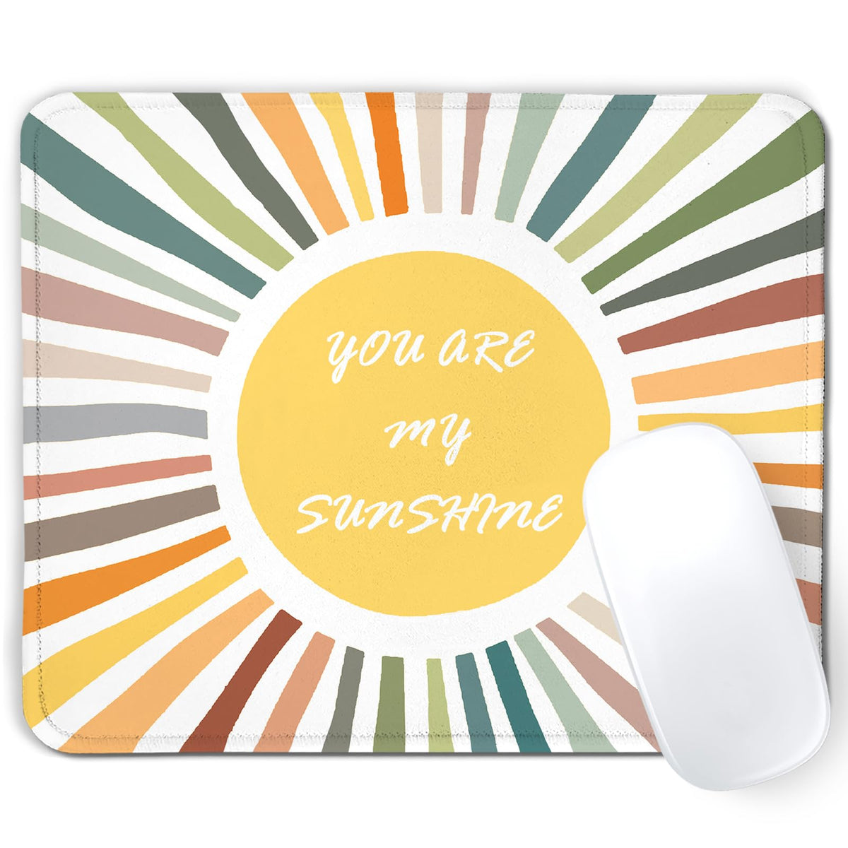 Boho Colorful Sunshine Rainbow Mouse Pad, Cute Sunshine Mouse Pads Mousepad for Desk Home Office Dorm Computers Laptop, Boho Office Supplies Desk Accessories, 7.9x7.9 Inch