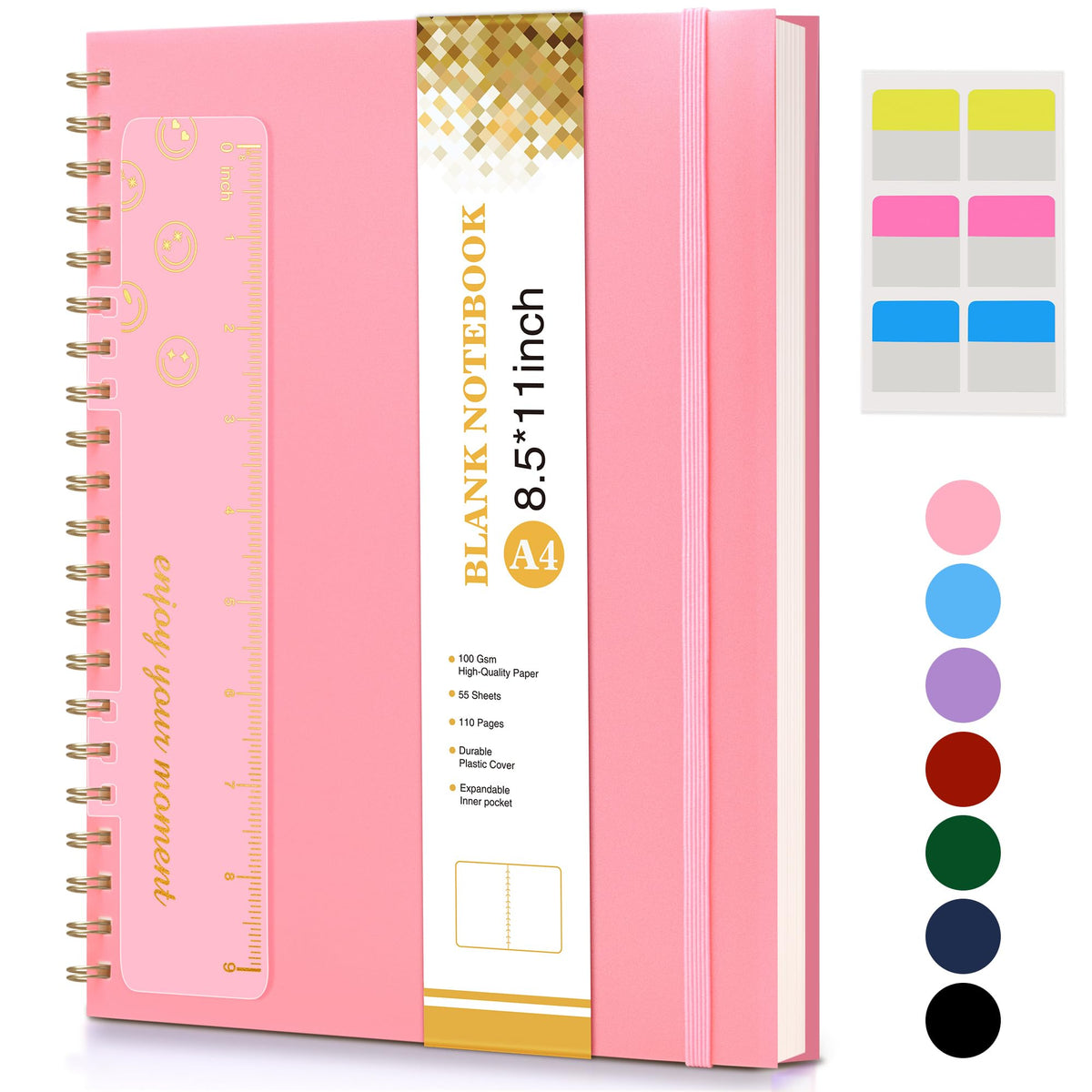 Spiral Notebook Journal 8.5” x 11”, A4 Large Notebooks for Women Men, College Ruled Lined Journal, 100 GSM Paper, Hardcover Spiral Bound Journals for Work School Writing Note Taking Business, Purple