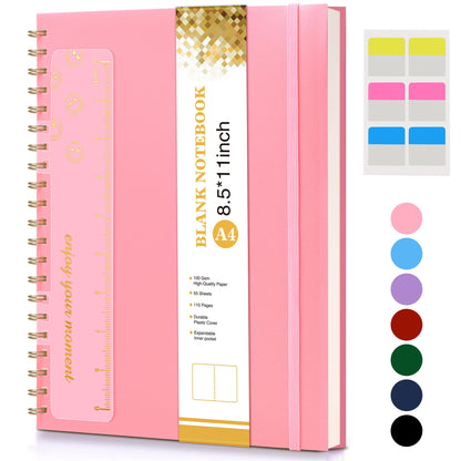 Spiral Notebook Journal 8.5” x 11”, A4 Large Notebooks for Women Men, College Ruled Lined Journal, 100 GSM Paper, Hardcover Spiral Bound Journals for Work School Writing Note Taking Business, Purple