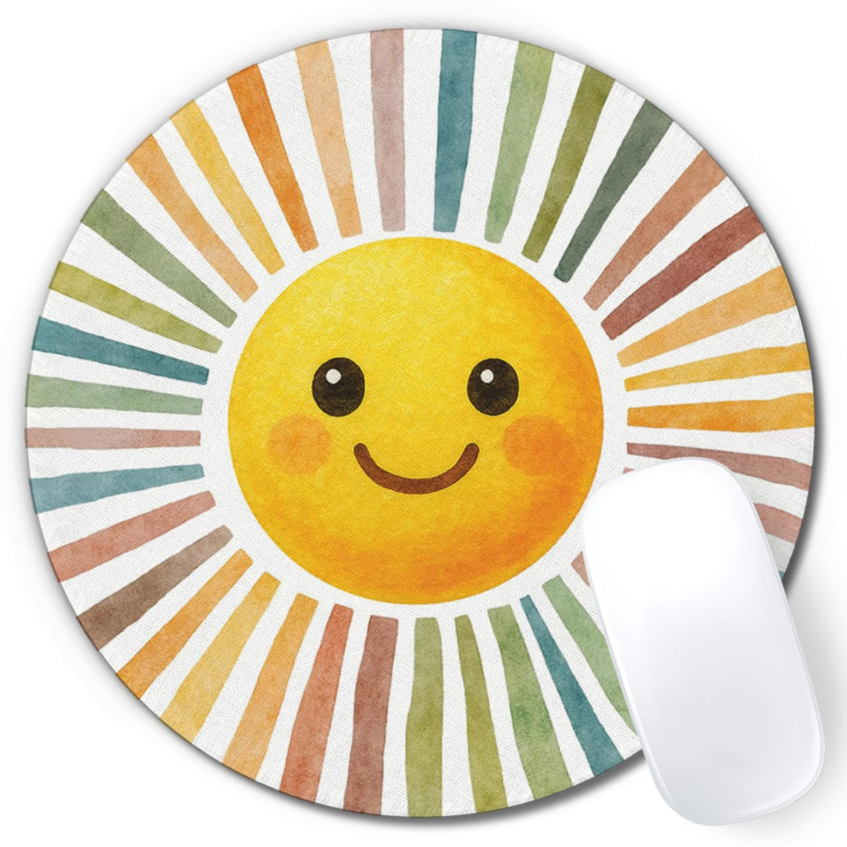 Boho Colorful Sunshine Rainbow Mouse Pad, Cute Sunshine Mouse Pads Mousepad for Desk Home Office Dorm Computers Laptop, Boho Office Supplies Desk Accessories, 7.9x7.9 Inch