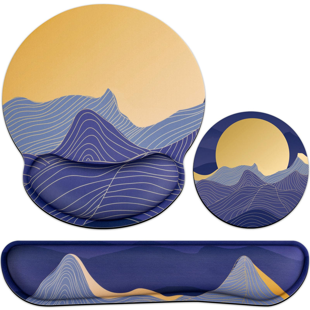 Mouse Pad with Wrist Rest Set, 3-in-1 Wrist Support Mouse Pad Set, Floral