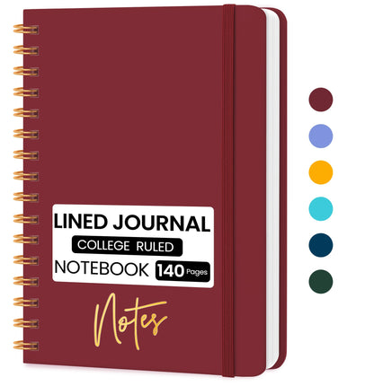 Lined Spiral Journal Notebook, A5 College Ruled Notebook for Note-Taking